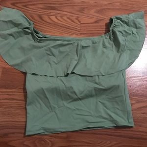 Green ruffled top